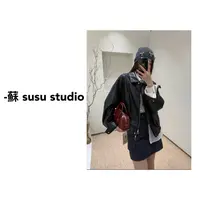 KF25100高级感复古气质翻领皮衣外套