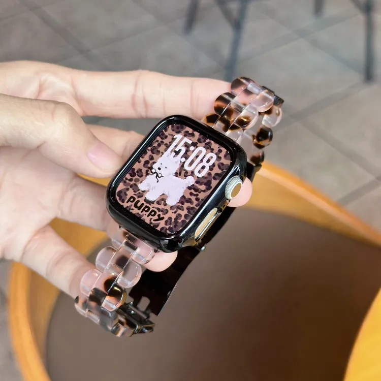 表带哥适用于苹果iWatch10新款S9龟石花S8/7小蛮腰椭圆树脂表带