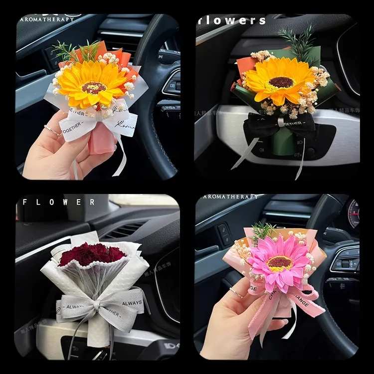 车载香薰出风口香水创意永生干花束汽车装饰空调车载内饰品摆件礼