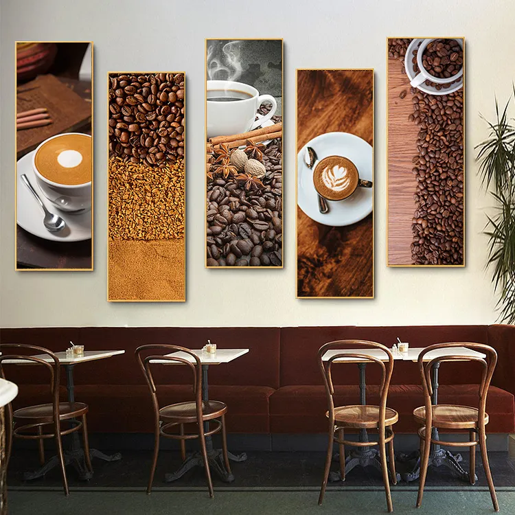 咖啡馆装饰画甜品店咖啡店创意个性背景墙挂画咖啡文化墙创意壁画