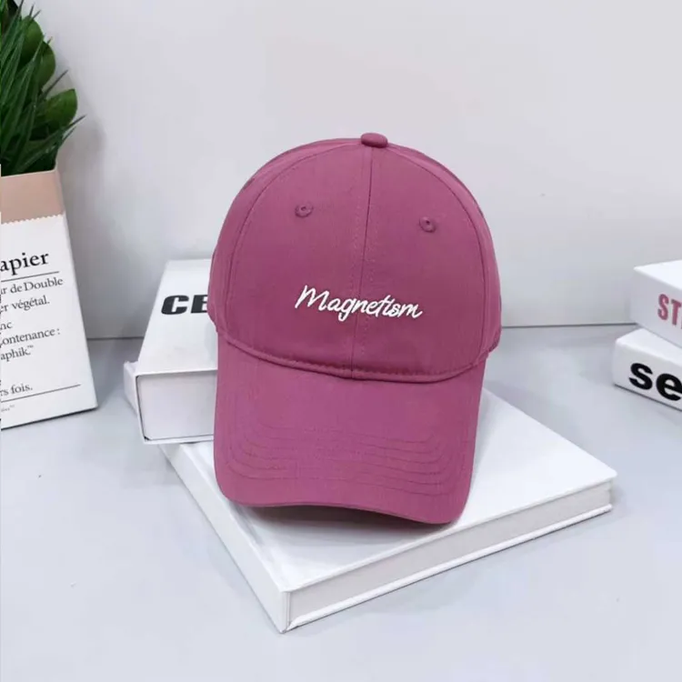 新款美式magn字母刺绣软顶棒球帽子女百搭鸭舌帽显脸小防晒遮阳帽