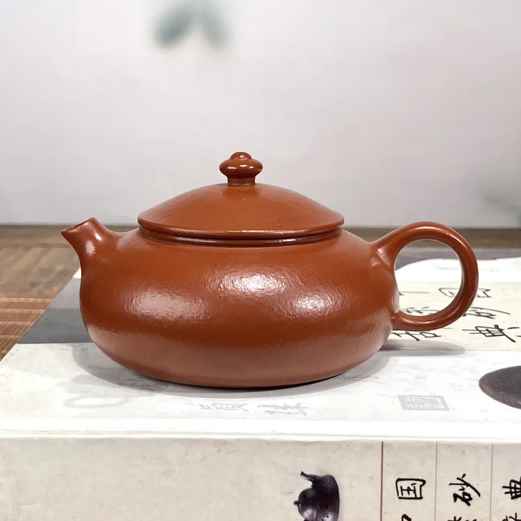 宜兴紫砂壶寒江壶原矿小煤窑朱泥孟臣款120cc纯手工正宗紫砂壶