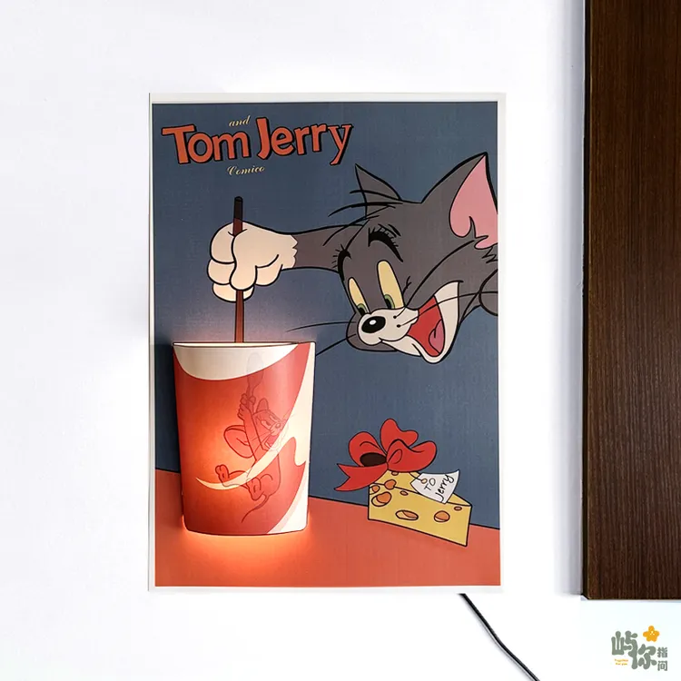 猫和老鼠DIY创意氛围摆画海报灯遥控自动感应LED免打孔卡通装饰画