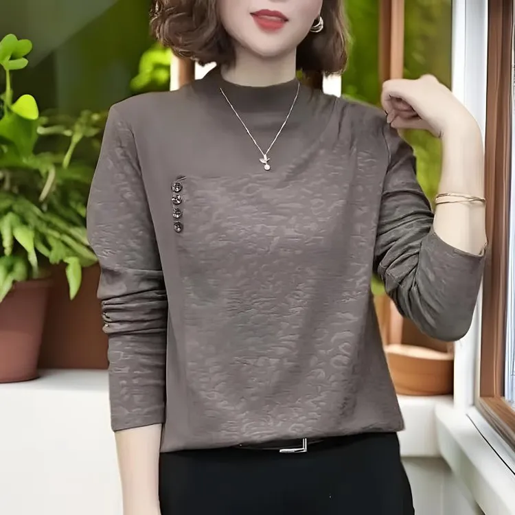 针织圆领秋冬装T恤拼接休闲修身女士春秋打底衫秋季时尚长袖显瘦