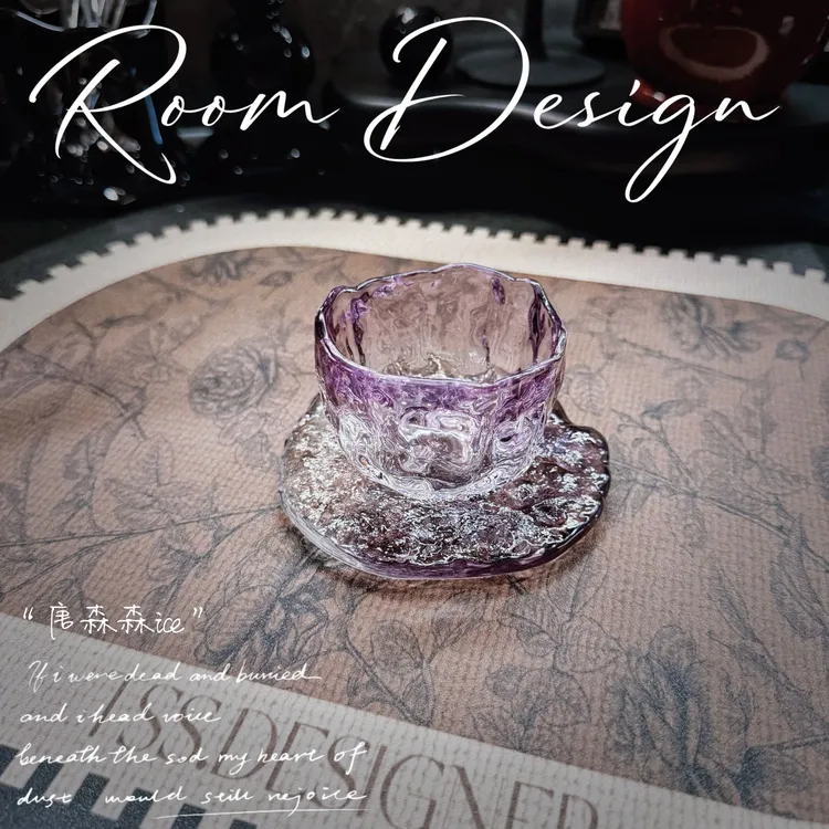 紫色高硼硅茶壶小茶杯功夫品茗杯初雪主人玻璃杯茶具喝茶