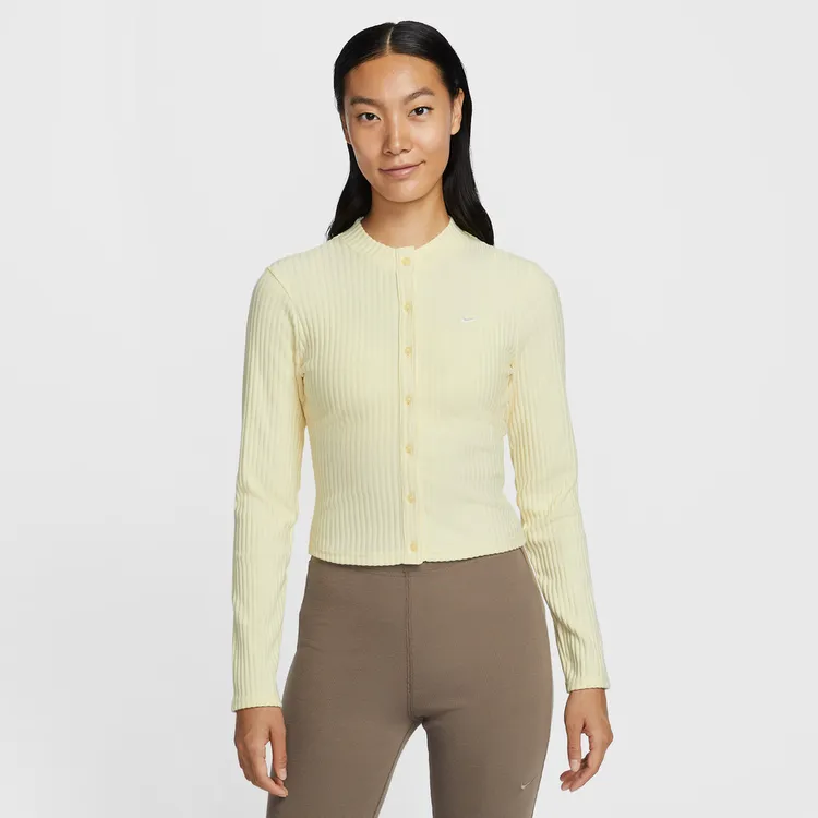 NIKE耐克女子CHILL KNT WIDE RIB CA针织无领长袖T恤IF0235-744