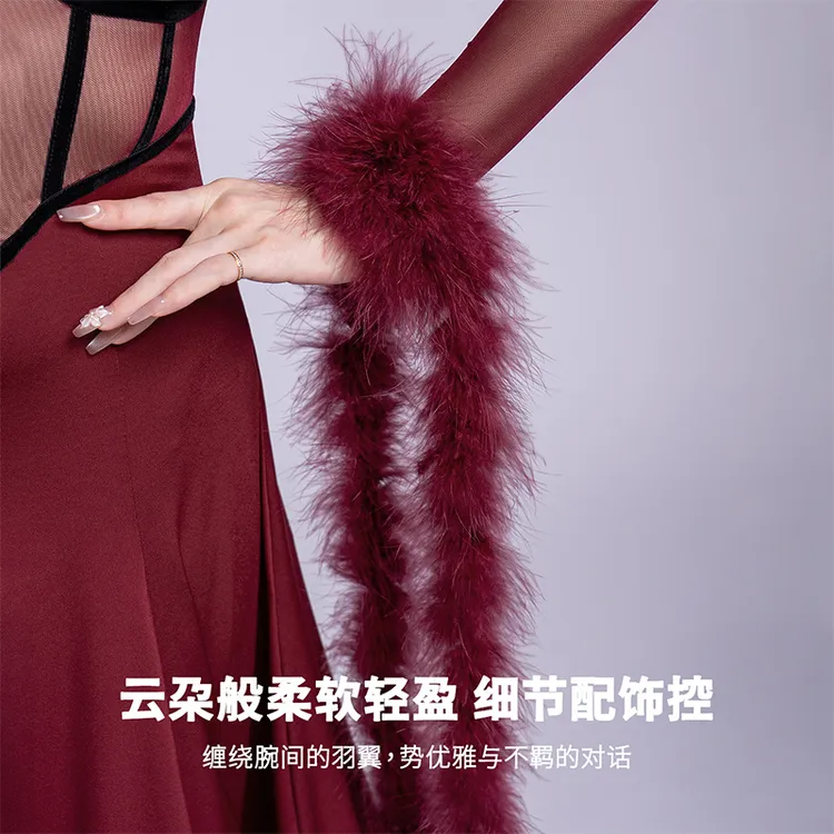 扉姿 摩登舞手飘高档长绒羽毛袖飘华尔兹国标舞比赛臂饰F061