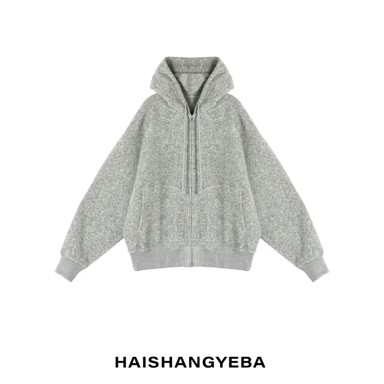 【海上叶爸】新款2025秋冬百搭羊毛男女同款宽松连帽休闲厚款卫衣