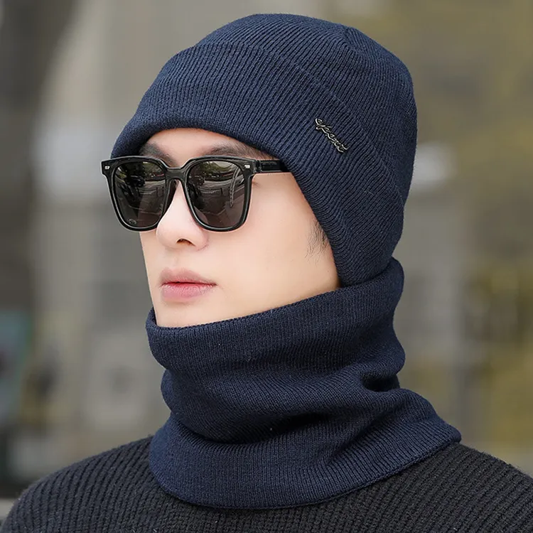 秋冬高尔夫球帽子男护颈防风保暖针织帽休闲时尚户外运动有顶帽男