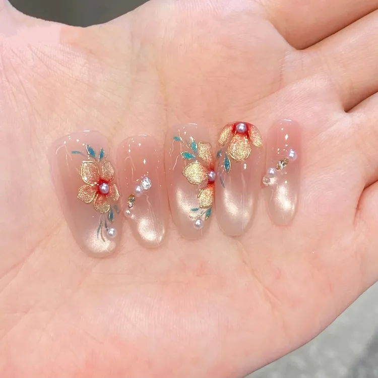 【芙蓉拌荷】纯手工高定猫眼手工穿戴甲高级感气质美甲百搭仙女款