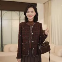枫竺阿楠anan重工亮片钉珠圆领轻奢小香风外套女秋洋气出游上衣