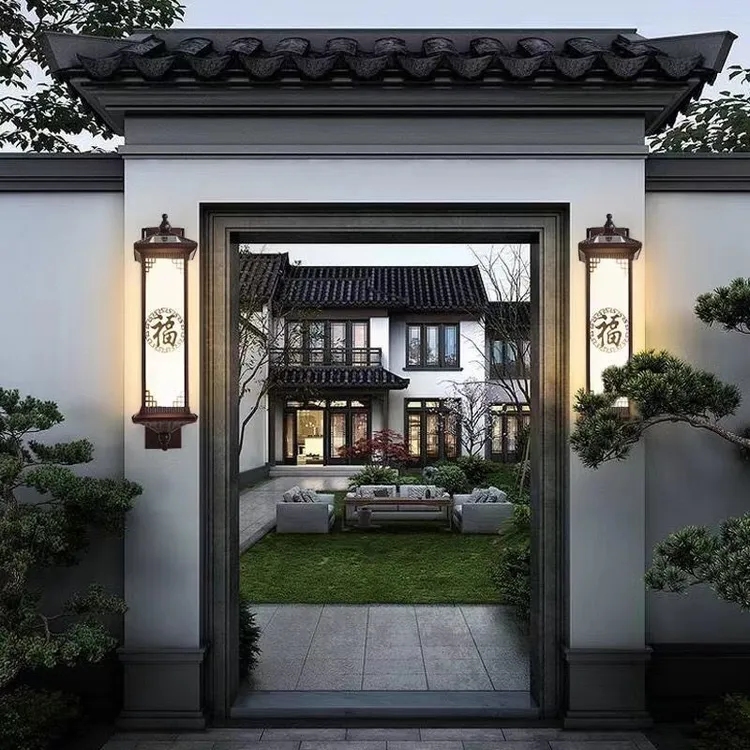 户外太阳能太阳能别墅围墙室外圆福阳台新中式大门灯壁灯灯饰墙灯