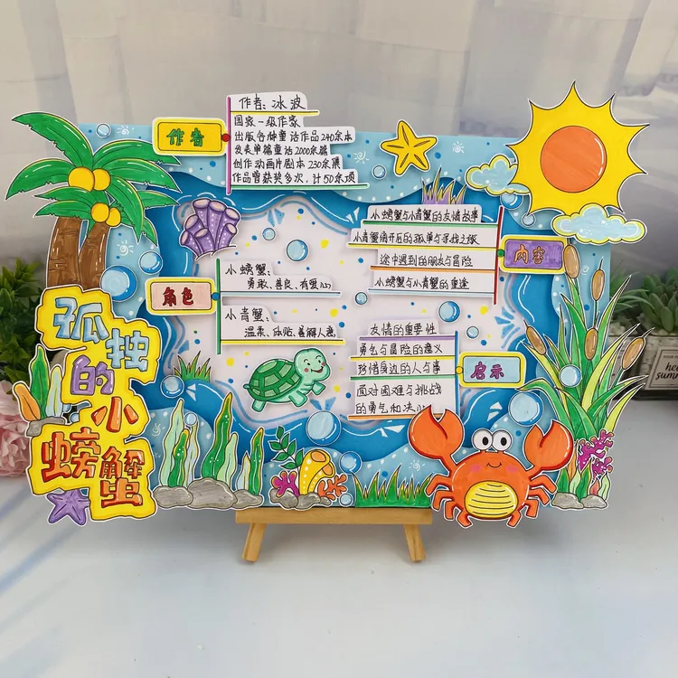 058孤独的小螃蟹立体手抄报读书小报思维导图阅读手抄报读书卡