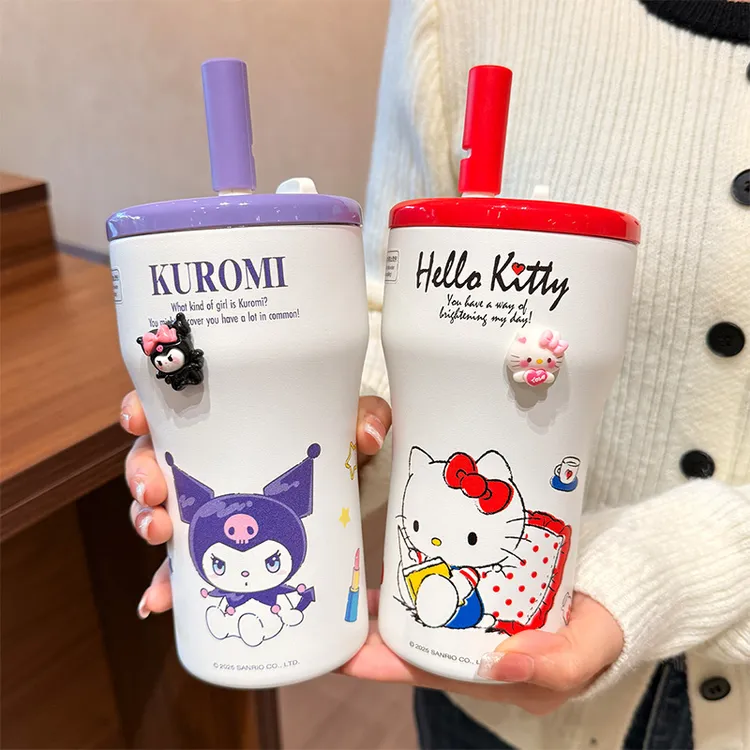 三丽鸥库洛米保温杯女生2025新款高颜值办公室咖啡杯学生吸管水杯