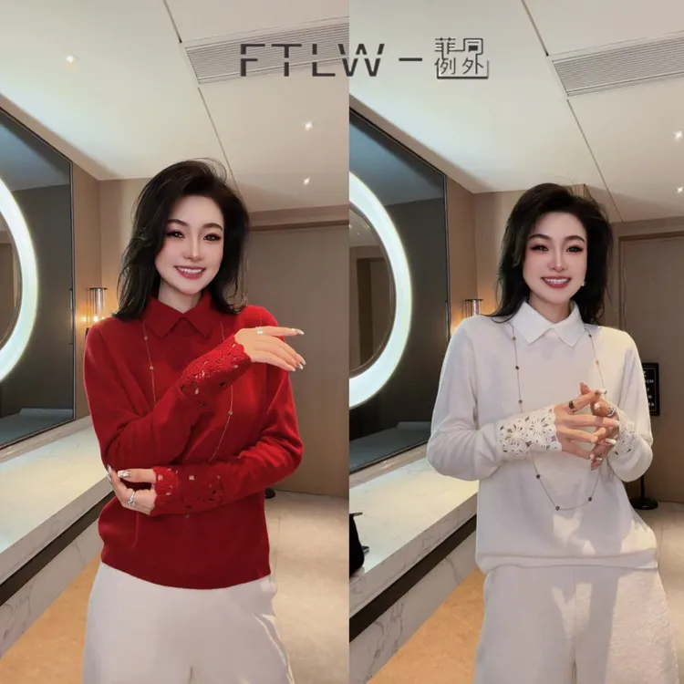 板熙FTLW-【谧夜织镂】高级感气质时尚优雅羊毛上衣-4096
