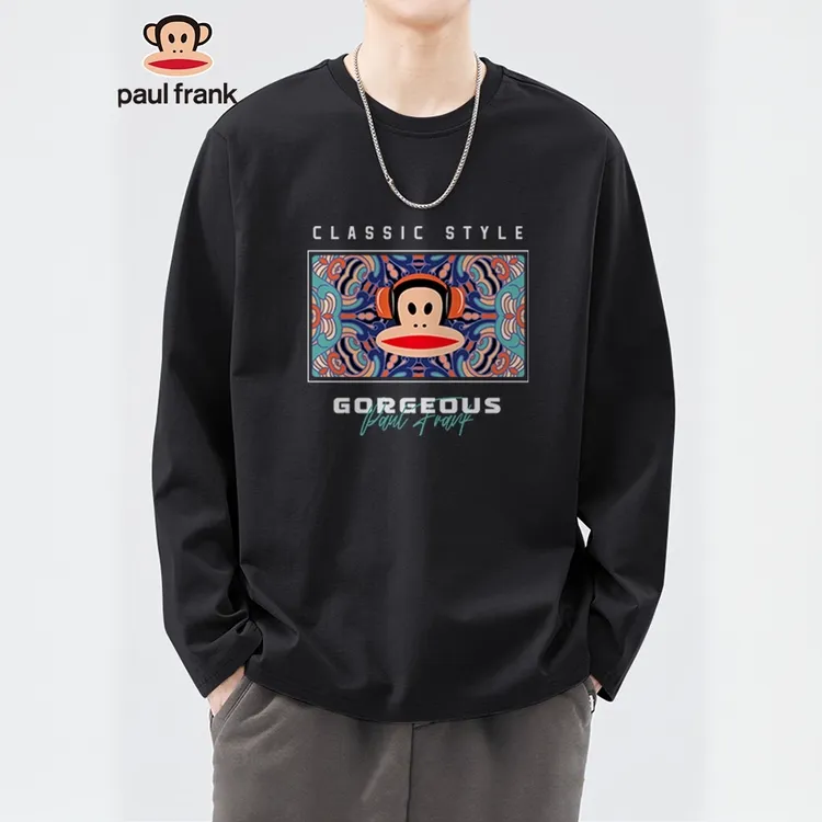 paul frank/大嘴猴男士长袖休闲宽松圆领T恤2025秋季大码男生体恤