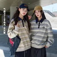 女大童卫衣2025秋季新款学生初中生韩版条纹儿童polo衫女孩上衣