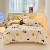 【达人】水星家纺kids暖绒保暖冬季法兰绒印花呆萌猫狗/呆萌大鹅