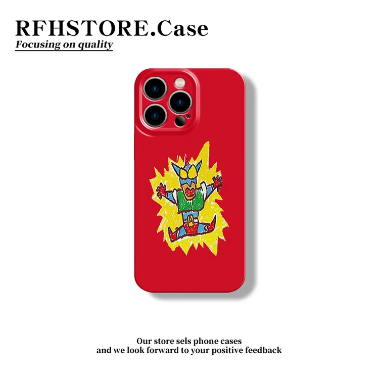 卡通红底动感超人适用苹果16/15pro菲林手机壳华为oppo小米vivo套