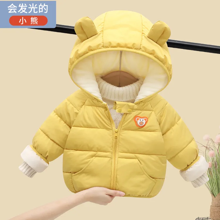 宝宝棉服加绒加厚冬装儿童棉衣发光婴儿棉袄男童女童冬季保暖外套