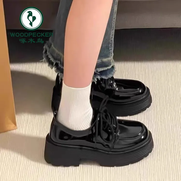 啄木鸟厚底百搭小皮鞋女冬2025秋新款复古英伦风乐福日系jk单鞋子