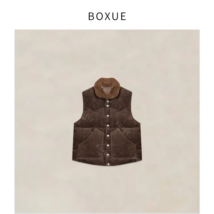 BOXUE“小欧尼”2025秋冬羊毛毛领90白鸭绒羽绒服马夹#251127YR7066