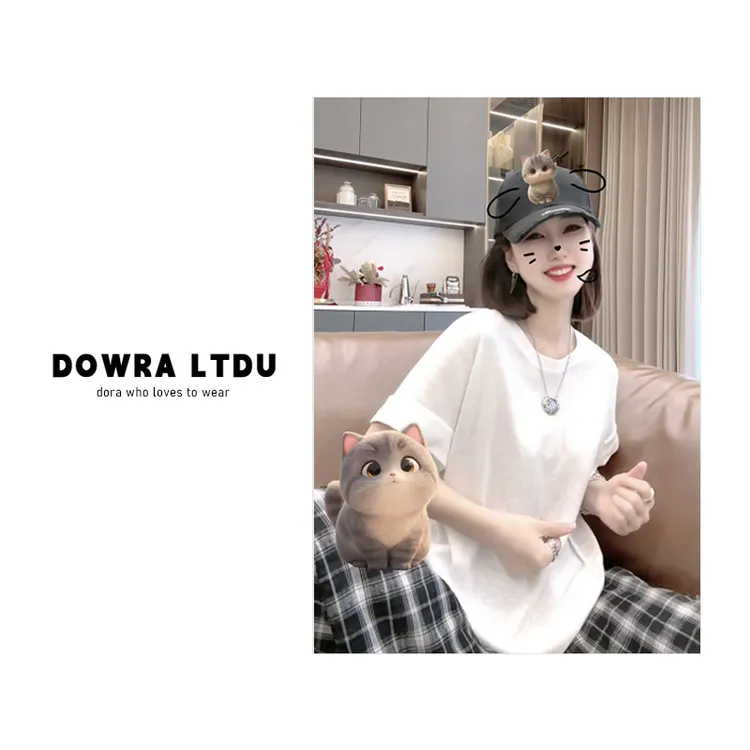 朵拉【夏日简灰】2025年夏季新款圆领纯色百搭短袖T恤女016-6576