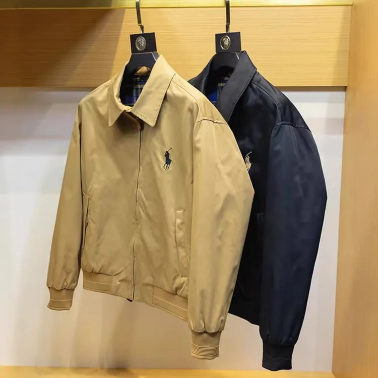 欧洲站春秋新款潮牌绣标衬衫领男士修身夹克高级感商务休闲外套男