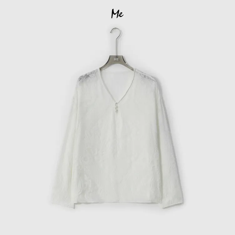 ME【欧若之夏】手缝钉珠千金感显瘦防晒时尚百搭上衣MESS6853