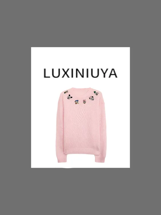 【LUXINIUYA】‘在逃公主’黑标系列100山羊绒爆款米奇上衣#QDS157