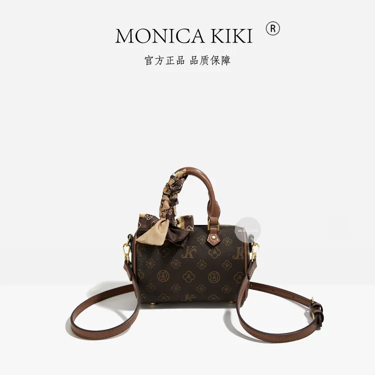 MONICA KIKI/莫妮卡奇奇时尚轻奢手提包经典印花女士波士顿包小号
