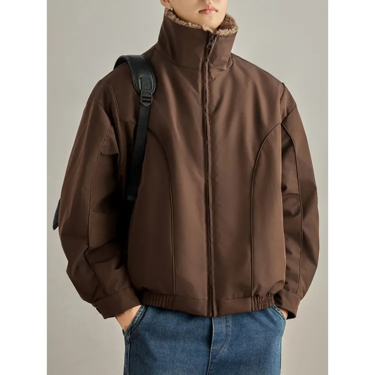 冬季90%鸭绒保暖御寒羽绒服男士拼接工装夹克外套