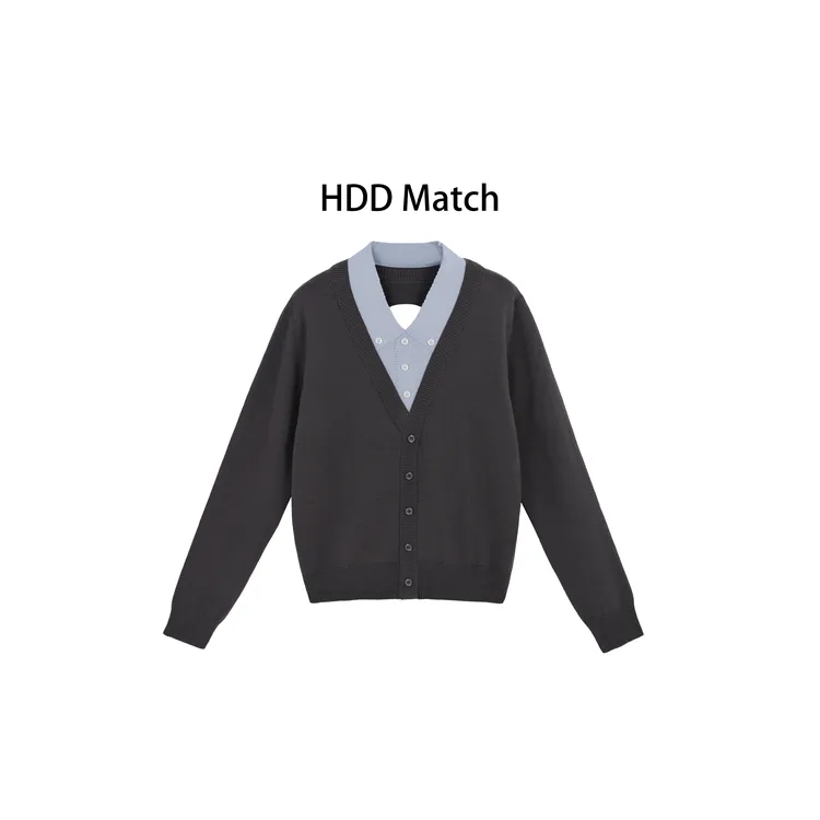 HDD- "拼色美学"  100%羊毛 拼色针织慵懒宽松毛衣 Y8396