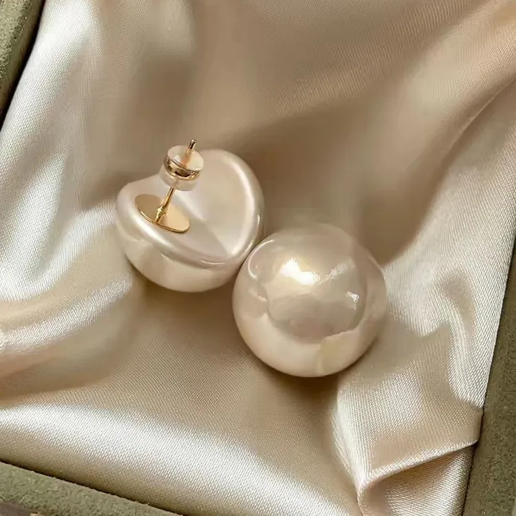 合金耳饰 极简设计咬口珠珠耳钉女2025年秋冬新款爆款简约耳饰