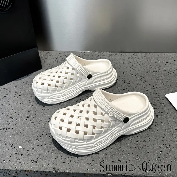 Summit Queen夏季情侣日常包头编织厚底增高沙滩洞洞鞋