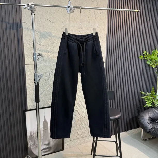 小算盘潮牌高品质秋冬弯刀直筒裤水洗工艺休闲裤男女同款66613