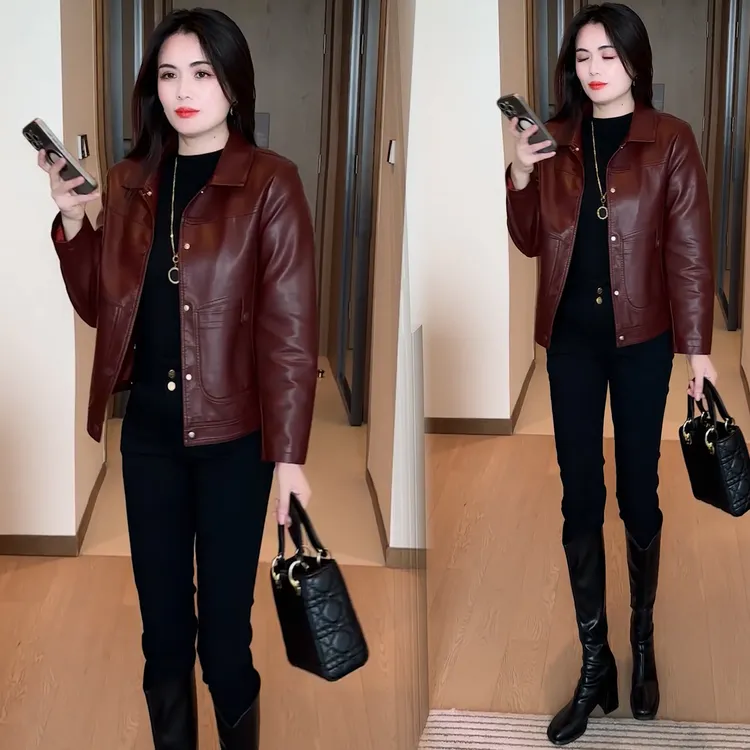 时尚休闲皮衣短外套女2025秋季新款洋气减龄显瘦百搭短款夹克上衣