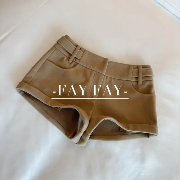 FAY【松露奶昔】秋冬季中腰毛呢韩系百搭外穿设计厚款短裤