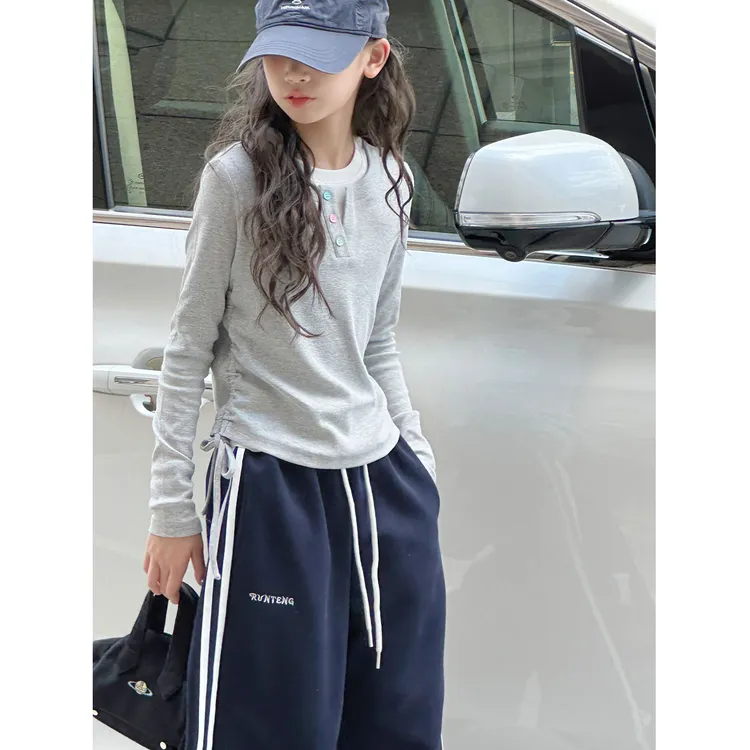 K29542孙小美假两件女童秋装长袖T恤2025新款春秋儿童打底衫衣服t