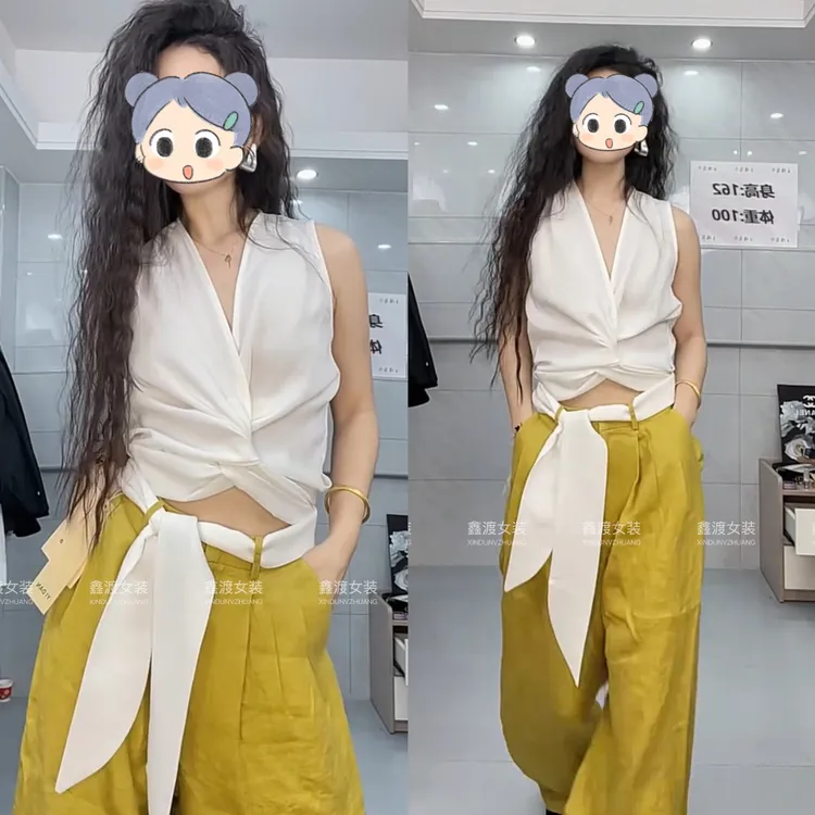 2025春夏新款时尚显瘦气质女士网红洋气两件套百搭款D6725