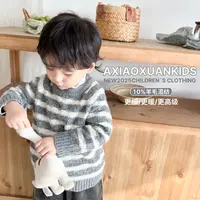 阿小轩9月17【塞纳晨雾】含10%羊毛的儿童慵懒感圆领条纹毛衣
