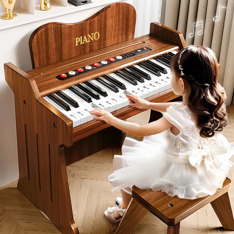 贝杰斯钢琴儿童37键木质电子琴音乐启蒙木质宝宝钢琴初学者乐器