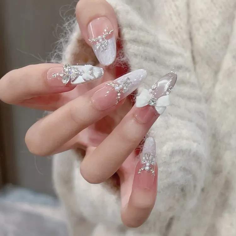 【鎏光星结】轻奢显白纯手工穿戴甲光疗冰透渐变纯欲四季流行10片装