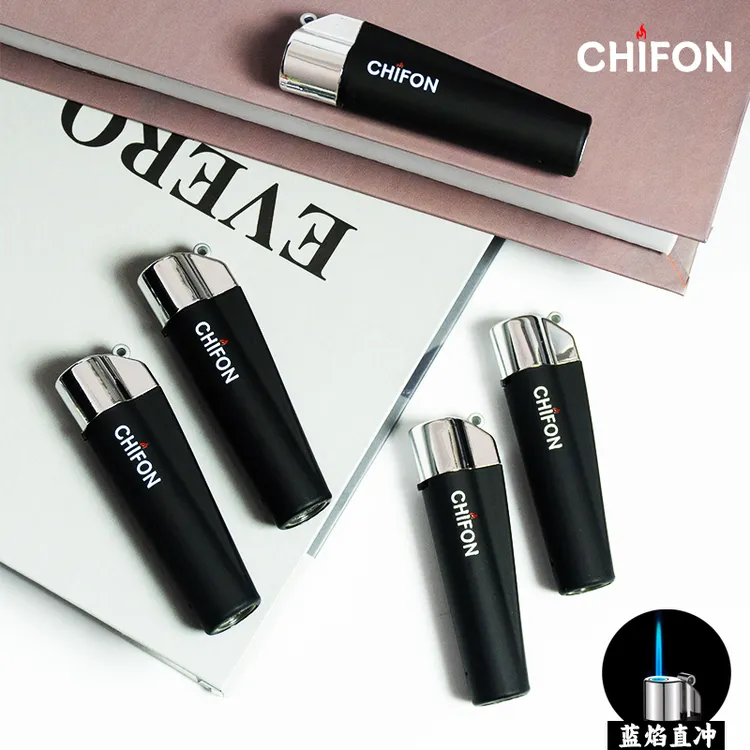 CHIFON/炽风磨砂防风打火机蓝焰直冲创意批发印字定制爆款可充气