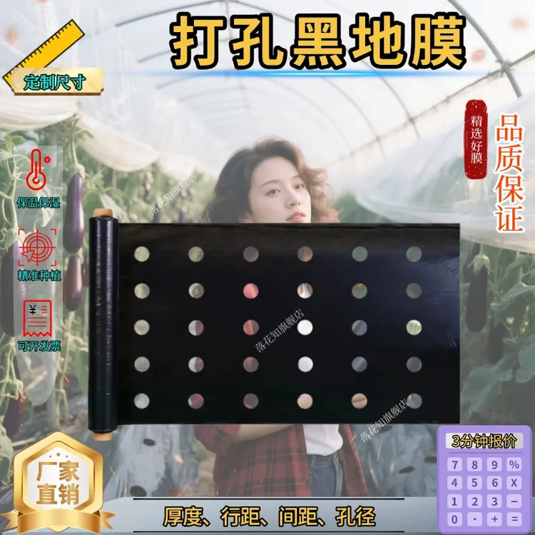 【厂家直销】定制打孔黑地膜除草膜银黑透气保湿农用蔬菜药材地专用