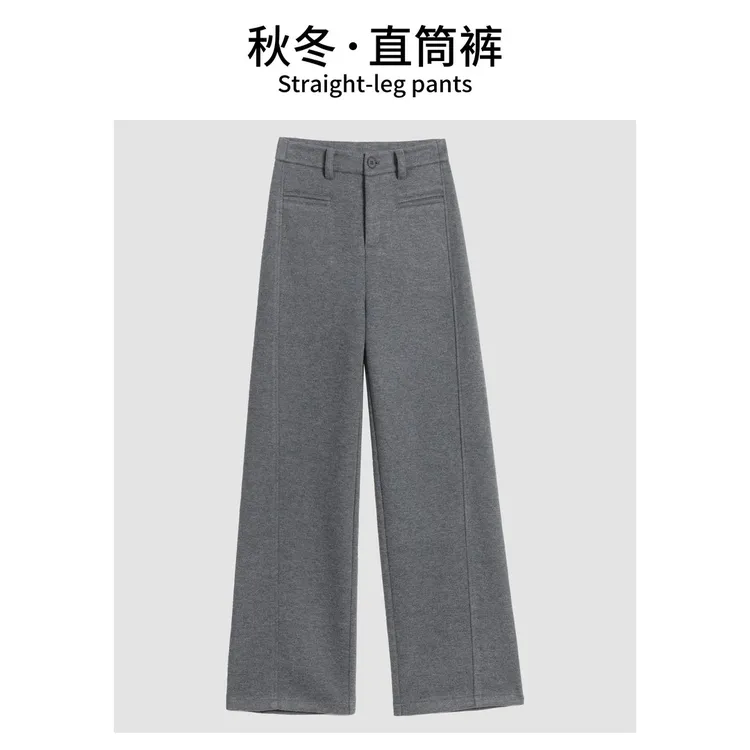 2025新款高级绵羊毛裤子女秋冬长裤一体绒加厚保暖气质休闲直筒裤