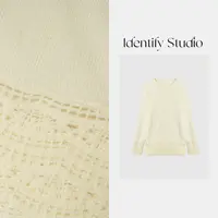 IDENTIFY冬季新款秋冬气质圆领蕾丝边羊毛衣上衣25AWSS1104015