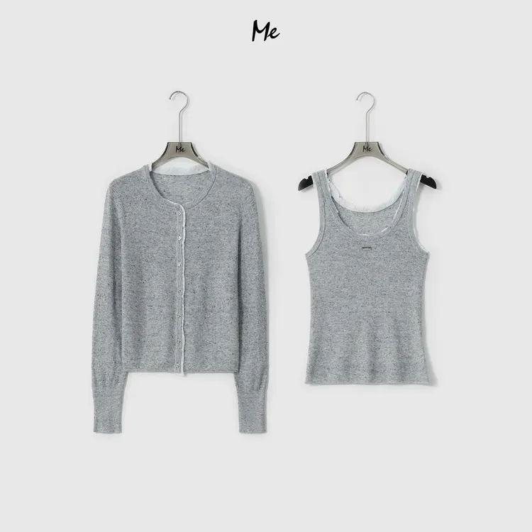 ME【芝麻花边两件套】baby柔花式纱时尚百搭休闲针织毛衣MESA0325