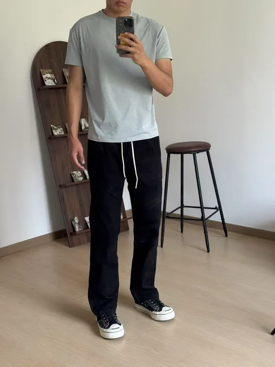 Along美式休闲裤立体剪裁水洗做旧纯色四季百搭直筒高级感长裤