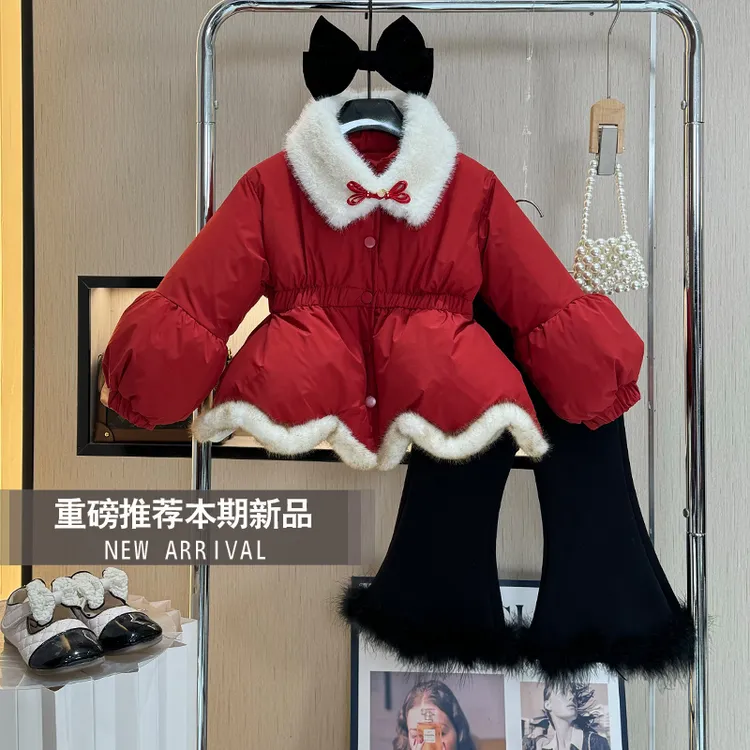 女童冬装2025新款棉服外套小女孩洋气时尚加厚棉衣儿童气质两件套